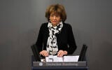 Holocaust survivor Charlotte Knobloch delivers a speech at the German Federal Parliament, Bundestag, at the Reichstag building in Berlin, Germany, Wednesday, January 27, 2021 during a special meeting commemorating the victims of the Holocaust on the International Holocaust Remembrance Day. (AP Photo/Markus Schreiber, File)