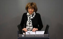 Holocaust survivor Charlotte Knobloch delivers a speech at the German Federal Parliament, Bundestag, at the Reichstag building in Berlin, Germany, Wednesday, January 27, 2021 during a special meeting commemorating the victims of the Holocaust on the International Holocaust Remembrance Day. (AP Photo/Markus Schreiber, File)
