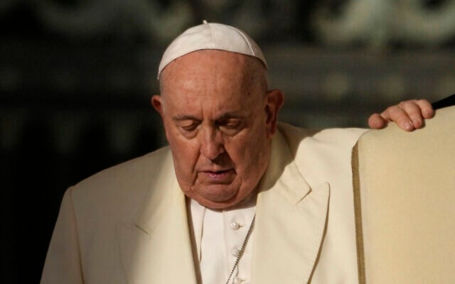 Pope Francis arrives for his weekly general audience in St. Peter's Square, at the Vatican, November 22, 2023. (AP Photo/ Andrew Medichini)