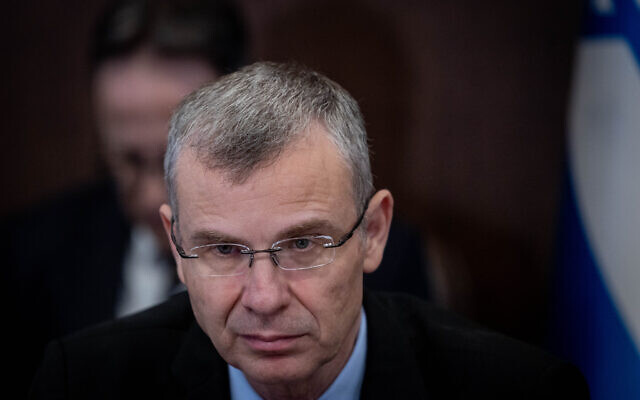 Justice Minister Yariv Levin seen during at the weekly cabinet meeting in the Prime Minister's Office in Jerusalem on September 10, 2023. (Chaim Goldberg/ Flash90) Justice Minister Yariv Levin seen during at the weekly cabinet meeting in the Prime Minister's Office in Jerusalem on September 10, 2023. (Chaim Goldberg/ Flash90)