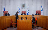 Illustrative: Supreme Court Justice Ofer Grosskopf at a hearing at the Supreme Court in Jerusalem on October 6, 2023. (Chaim Goldberg/Flash90)