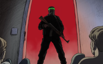From animator Yoni Goodman's short 'Disaster' about the Hamas abduction of brothers Yagil and Or Yaakov on October 7, 2023 from Kibbutz Nir Oz (YouTube screenshot)