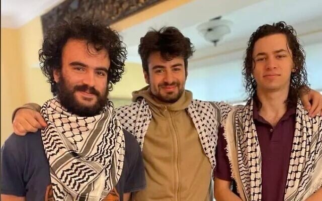 Palestinian college students Hisham Awartani, Tahseen Ali and Kenan Abdulhamid who were shot in Burlington, Vermont, on November 25, 2023. (Husam Zomlot/X)