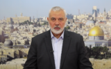 Hamas leader Ismail Haniyeh in a televised speech in which he called for a 'political solution' to the ongoing conflict with Israel, November 1, 2023. (Screenshot, Hamas Telegram channel)