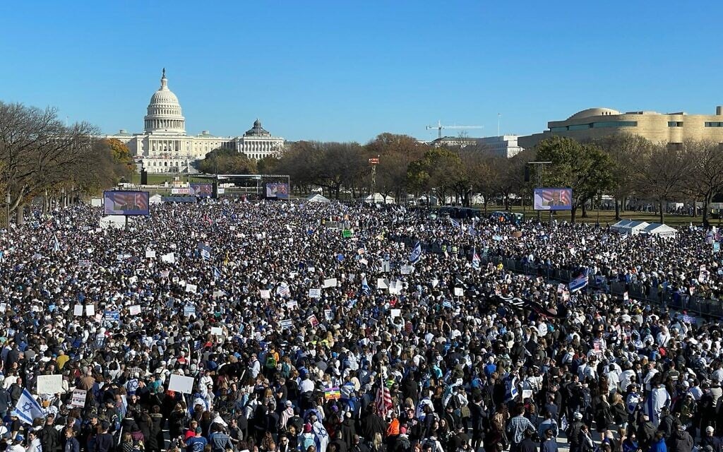 People attend the March for Israel rally  Nov. 14, 2023, on the National Mall in Washington. (Dani Tenenbaum)