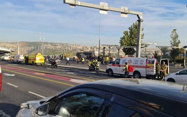 The scene of a terror shooting at the entrance to Jerusalem, November 30, 2023. (Courtesy)