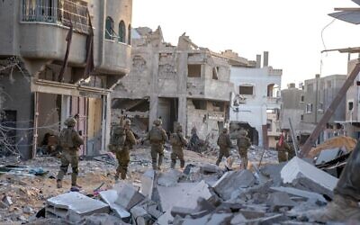IDF soldiers in northern Gaza in a handout photo from November 11, 2023. (Israel Defense Forces)