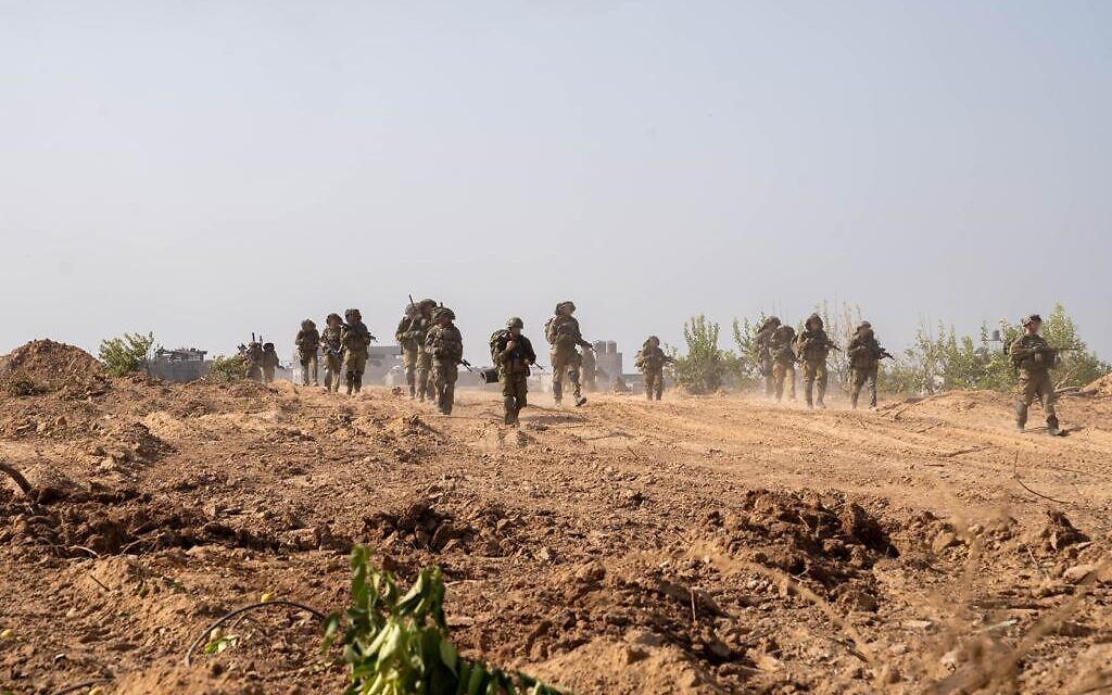 IDF soldiers in northern Gaza in a handout photo from November 11, 2023. (Israel Defense Forces)