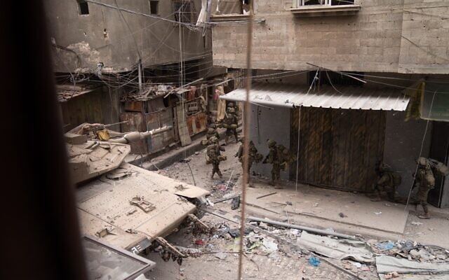 Troops of the Egoz unit operate in Gaza City's Shati camp, in an IDF handout photo published November 23, 2023. (Israel Defense Forces) Troops of the Egoz unit operate in Gaza City's Shati camp, in an IDF handout photo published November 23, 2023. (Israel Defense Forces)
