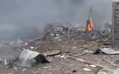 Screen grab of video showing damage to an IDF base in northern Israel after rocket fire from Lebanon, November 20, 2023 (Used in accordance with Clause 27a of the Copyright Law)