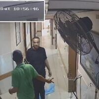 Hamas terrorists are seen at Gaza City's Shifa Hospital, as seen on surveillance footage from October 7, 2023. (IDF)