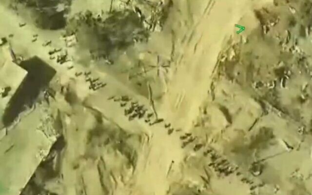 IDF footage shows Palestinians evacuating from northern to southern Gaza via a humanitarian corridor, November 6, 2023 (IDF screenshot) IDF footage shows Palestinians evacuating from northern to southern Gaza via a humanitarian corridor, November 6, 2023 (IDF screenshot)