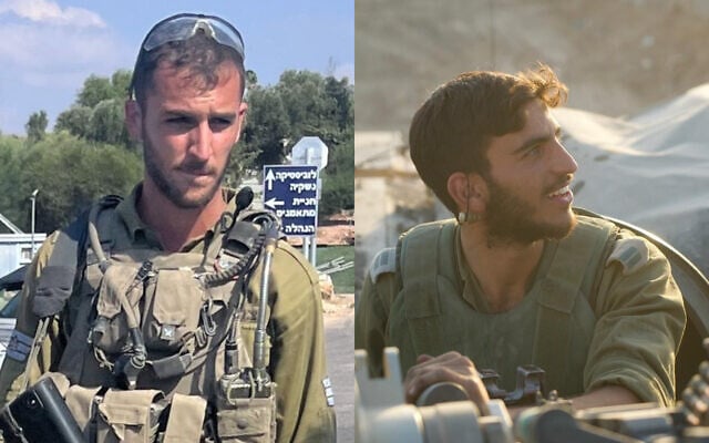 Left: Staff Sgt. Gal Mishaelof, right: Cpt. (res.) Adir Portugal, killed in the Gaza Strip on November 19, 2023. (Courtesy) Left: Staff Sgt. Gal Mishaelof, right: Cpt. (res.) Adir Portugal, killed in the Gaza Strip on November 19, 2023. (Courtesy)