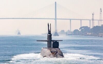 A picture released November 5, 2023, apparently shows an Ohio-class submarine in the US Central Command area of responsibility. (US CENTCOM)
