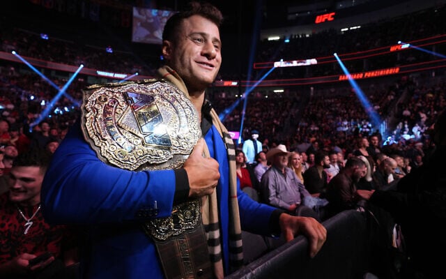 Maxwell Jacob Friedman attends a UFC event at T-Mobile Arena in Las Vegas, December 10, 2022. (Cooper Neill/Zuffa LLC via JTA) Maxwell Jacob Friedman attends a UFC event at T-Mobile Arena in Las Vegas, December 10, 2022. (Cooper Neill/Zuffa LLC via JTA)