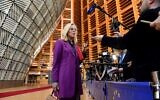 Then-Dutch finance minister Sigrid Kaag answers journalists at the EU headquarters in Brussels on February 13, 2023. (John Thys/AFP, File)