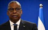 US Defense Secretary Lloyd Austin speaks during a joint press conference with Defense Minister Yoav Gallant (not pictured), in Tel Aviv, on December 18, 2023. (Alberto Pizzoli/AFP)