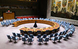 The empty Security Council chamber is pictured at UN headquarters in New York City on December 20, 2023. (Charly Triballeau/AFP)