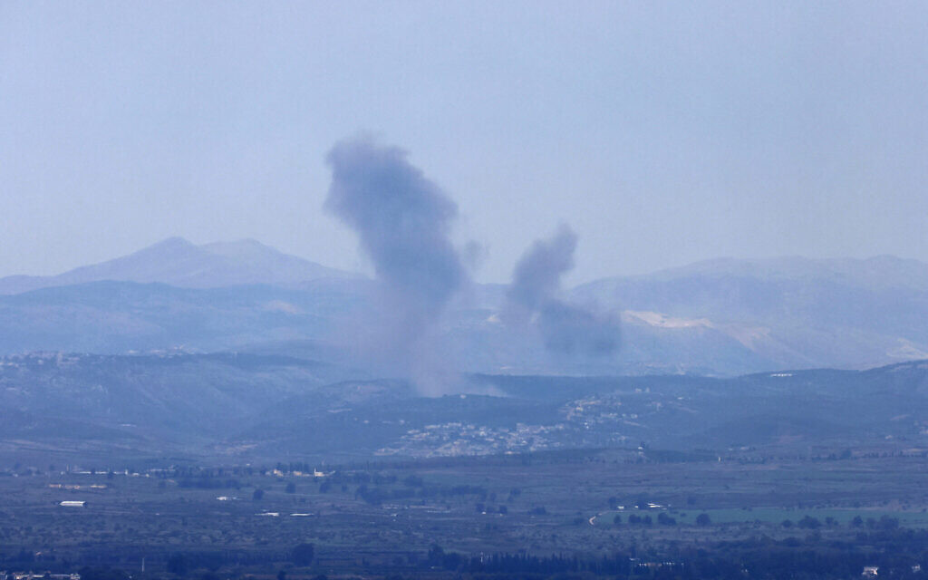 This picture taken from the Israeli side of border with Lebanon shows smoke billowing following Israeli bombardment in southern Lebanon on December 21, 2023. (Jalaa Marey / AFP)