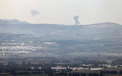 This picture taken from the Israeli side of the border with Lebanon shows smoke billowing following Israeli bombardment in southern Lebanon on December 21, 2023. (jalaa marey / AFP)