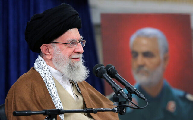 Iran's Supreme Leader Ayatollah Ali Khamenei addressing an audience from Kerman and Khuzestan in Tehran, December 23, 2023. (Khamenei.ir/AFP) Iran's Supreme Leader Ayatollah Ali Khamenei addressing an audience from Kerman and Khuzestan in Tehran, December 23, 2023. (Khamenei.ir/AFP)