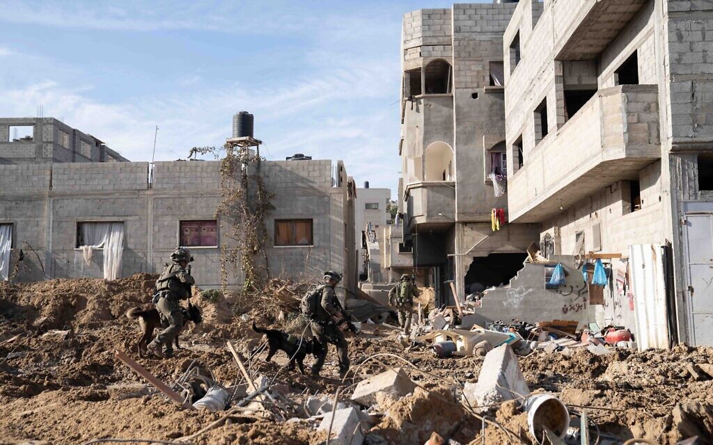 IDF soldiers operating inside the Gaza Strip in an undated photo released by the military on December 28, 2023. (Israel Defense Forces)