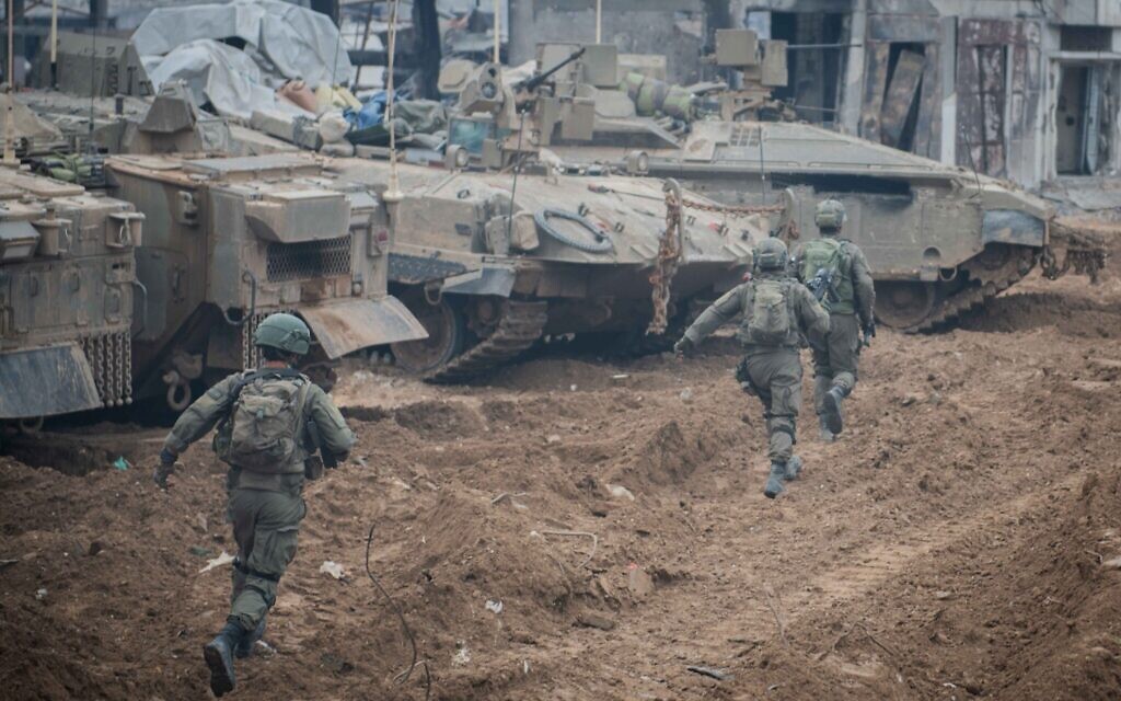 Israeli troops operate in the Gaza Strip in a photo released December 20, 2023 (Israel Defense Forces)