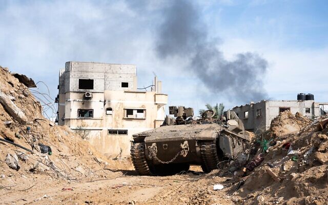 IDF troops seen operating in the Gaza Strip in a handout photo released December 25, 2023. (Israel Defense Forces)