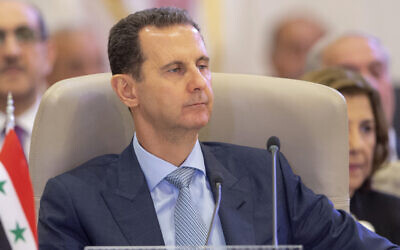 Syrian President Bashar Assad, during the Arab summit in Jeddah, Saudi Arabia, Friday, May 19, 2023. (Saudi Press Agency via AP)