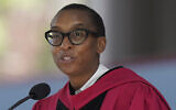 Claudine Gay addresses an audience during commencement ceremonies, May 25, 2023, on the Harvard campus, in Cambridge, Mass. (AP Photo/Steven Senne)
