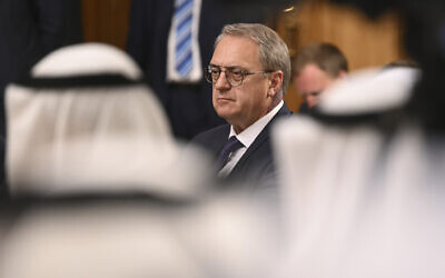 Russia's Deputy Foreign Minister Mikhail Bogdanov attends a meeting of Russian Foreign Minister Sergei Lavrov and his counterparts of the Gulf Cooperation Council (GCC) member states and the GCC secretary general in Moscow, Russia, Monday, July 10, 2023. (Natalia Kolesnikova/Pool Photo via AP)