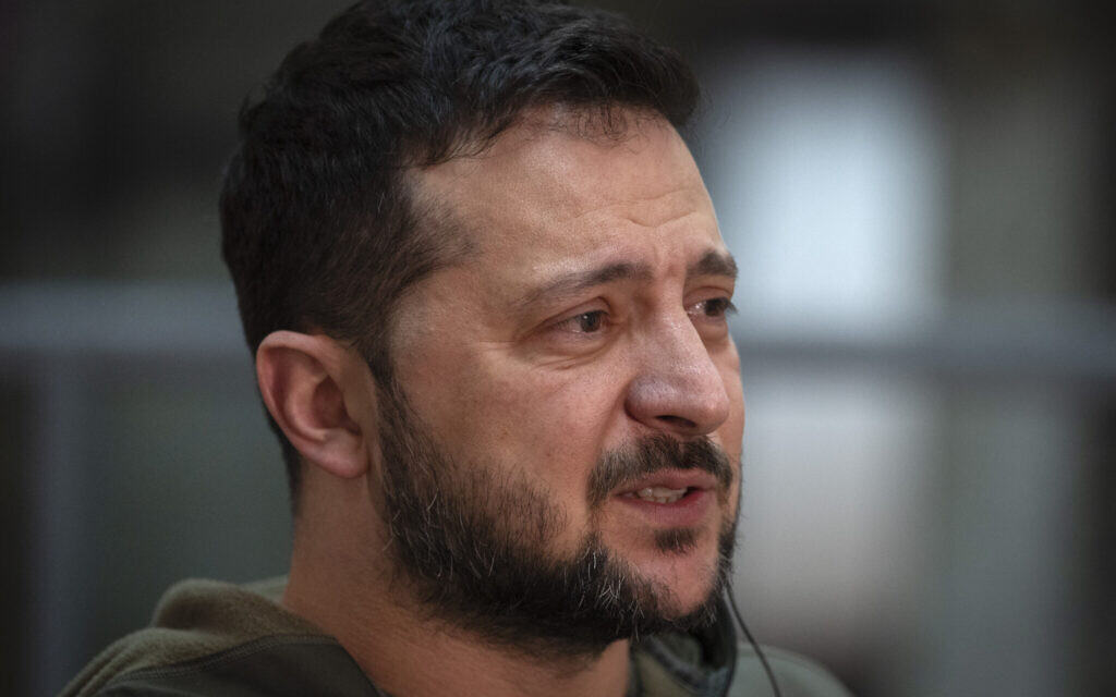 Ukrainian President Volodymyr Zelensky during his interview with The Associated Press in Kharkiv, Ukraine, November 30, 2023. (AP Photo/Efrem Lukatsky) Ukrainian President Volodymyr Zelensky during his interview with The Associated Press in Kharkiv, Ukraine, November 30, 2023. (AP Photo/Efrem Lukatsky)