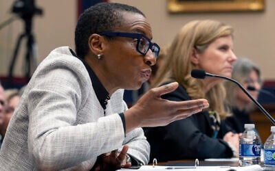 Harvard President Claudine Gay, left, speaks as University of Pennsylvania President Liz Magill listens, during a hearing of the House Committee on Education on Capitol Hill, December 5, 2023 in Washington. (AP Photo/Mark Schiefelbein)