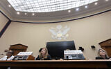 From left, Harvard President Claudine Gay, left, University of Pennsylvania President Liz Magill, and Massachusetts Institute of Technology (MIT) President Sally Kornbluth listen during a hearing of the House Committee on Education on Capitol Hill, December 5, 2023 in Washington. (AP Photo/Mark Schiefelbein)