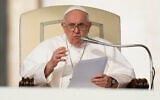 Pope Francis speaks during his weekly general audience in St. Peter's Square at The Vatican, on October 18, 2023. (AP/Alessandra Tarantino, File)