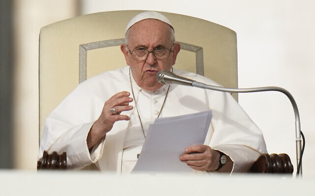 Pope Francis speaks during his weekly general audience in St. Peter's Square at The Vatican, on October 18, 2023. (AP/Alessandra Tarantino, File) Pope Francis speaks during his weekly general audience in St. Peter's Square at The Vatican, on October 18, 2023. (AP/Alessandra Tarantino, File)