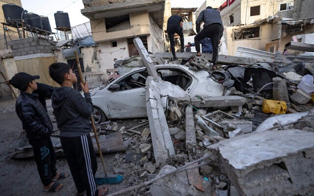 Palestinians inspect a house after it was hit by an Israeli strike in Rafah, southern Gaza, Wednesday, Dec. 20, 2023. (AP/Fatima Shbair) Palestinians inspect a house after it was hit by an Israeli strike in Rafah, southern Gaza, Wednesday, Dec. 20, 2023. (AP/Fatima Shbair)