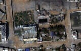 This satellite image provided by Maxar Technologies shows the Gaza Sports Club in Gaza City on Nov. 1, 2023, after it was damaged. (Maxar Technologies via AP)