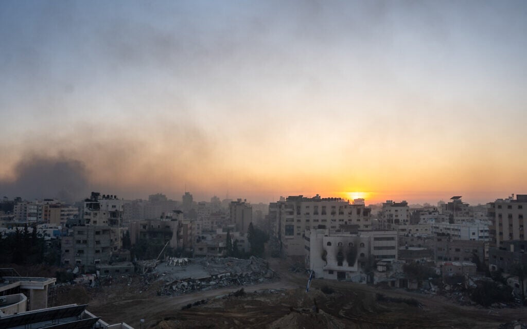 Palestine Square in Gaza City's Rimal neighborhood, December 19, 2023. (Emanuel Fabian/Times of Israel)