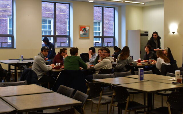 University of Pennsylvania students eat lunch at the school's Hillel building on December 11, 2023. (Jackie Hajdenberg/ JTA)