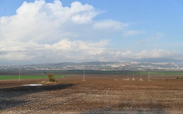 A view of the Jezreel Valley as seen from Kibbutz Mishmar Ha'emek on December 6, 2023. (Canaan Lidor/Times of Israel)