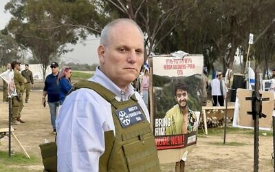 CEO of the Conference of Presidents of Major American Jewish Organizations William Daroff at the site of the October 7 Supernova rave massacre, December 25, 2023. (courtesy)
