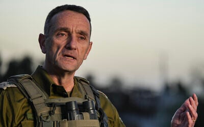 IDF Chief of Staff Lt. Gen. Herzi Halevi gives a statement to the media at an army base in southern Israel, December 26, 2023. (Flash90)