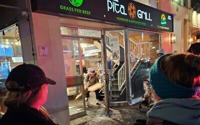Pita Grill, on Manhattan's Upper East Side, was attacked in late November 2023. Police do not believe it was a hate crime. (Twitter/X via JTA)