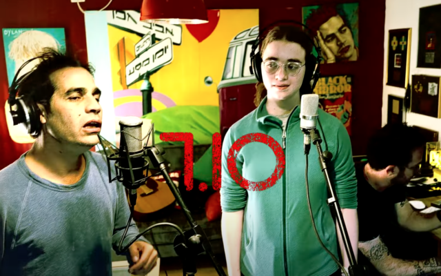 Aviv Geffen and released Hamas captive Mia Leimberg record his new song 'Black Sunrise' -- released December 20, 2023 (Courtesy screenshot)