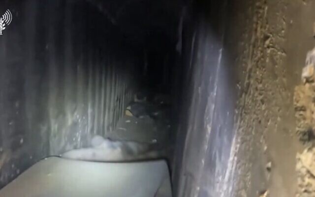 IDF footage showing several Hamas operatives who were killed by Israeli troops inside one of the terror group’s tunnels in northern Gaza on December 14, 2023. (Screen capture/X)