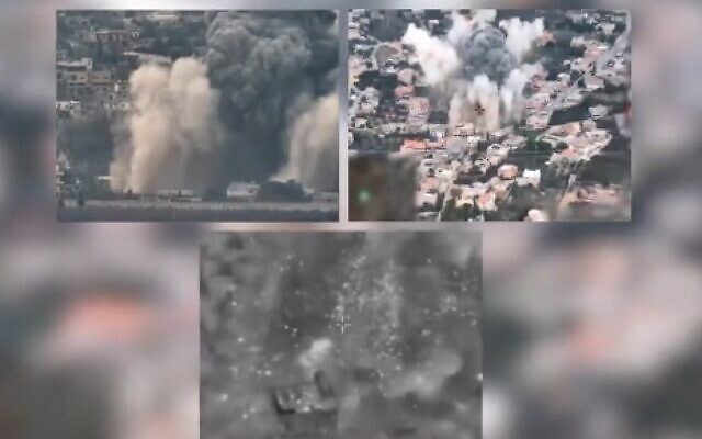 Footage of IDF airstrikes and tank shelling against Hezbollah sites in southern Lebanon on December 21, 2023. (Screen capture/X) Footage of IDF airstrikes and tank shelling against Hezbollah sites in southern Lebanon on December 21, 2023. (Screen capture/X)