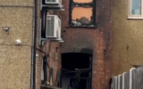 Building which houses Tory MP Mike Freer's constituency office, damaged by suspected arson on Christmas Eve. Screen capture: Sky News. Used in accordance with Clause 27a of the Copyright Law.