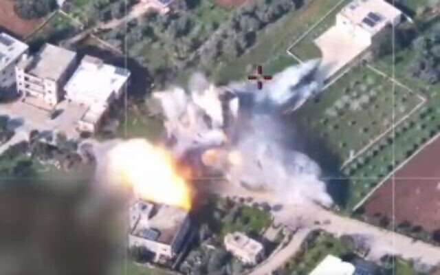 An IDF airstrike against a Hezbollah site on December28, 2023. (Screen capture/X)