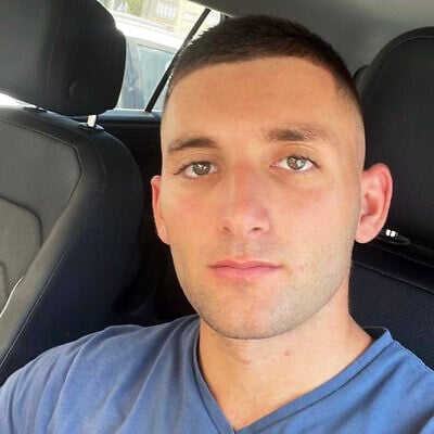 Matan Angrest was taken hostage on October 7, 2023, from his tank unit at the Nahal Oz army base. (Courtesy)